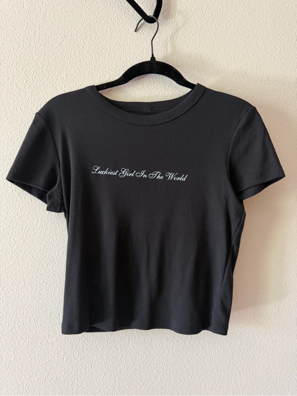 Black Short-Sleeve Graphic Tee - "Luckiest Girl In The World"